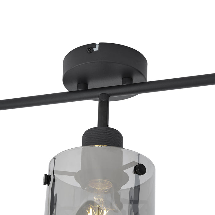 QAZQA Design plafondspot zwart met smoke glas 3-lichts - Domo