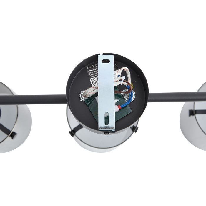QAZQA Design plafondspot zwart met smoke glas 3-lichts - Domo