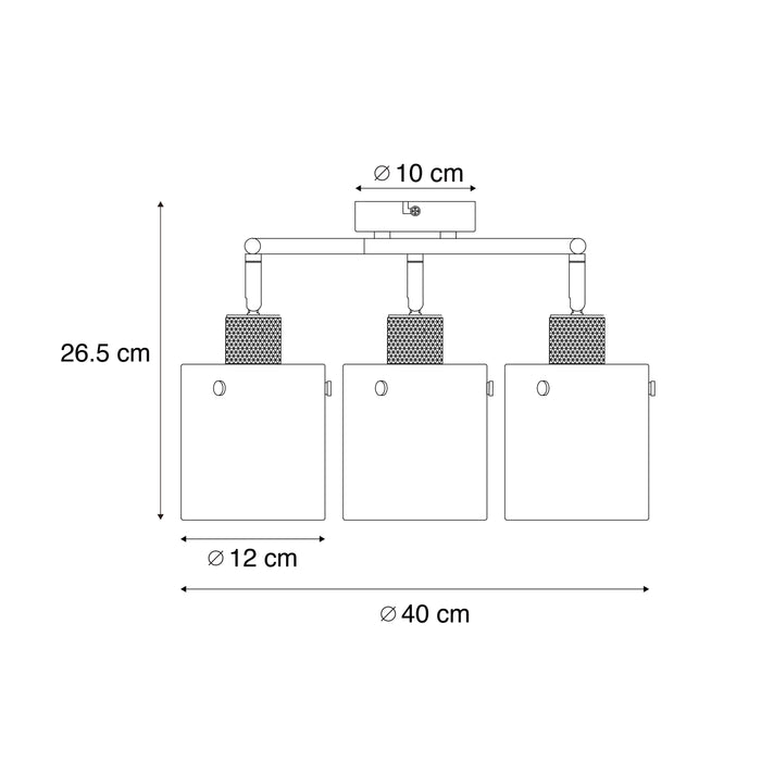 QAZQA Design plafondspot zwart met smoke glas rond 3-lichts - Domo