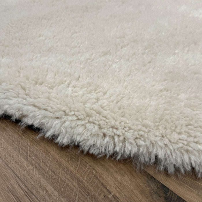 Rond hoogpolig vloerkleed Furr beige - Interieur05 - 120 x 120 cm