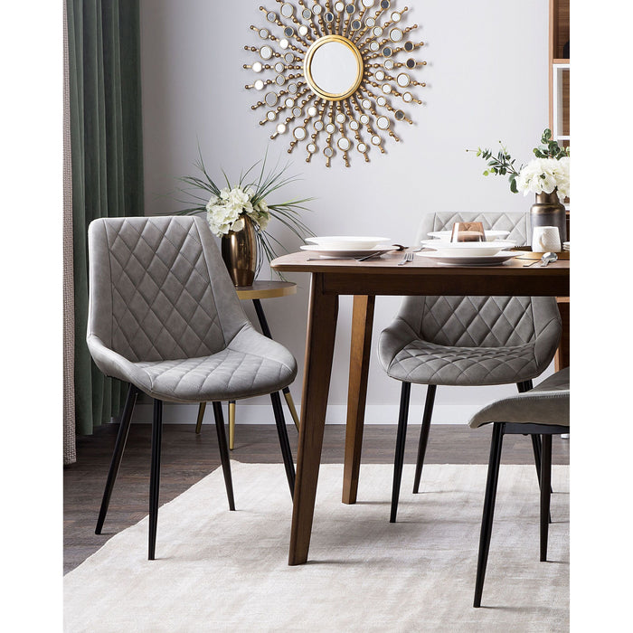 Beliani - MARIBEL - Eetkamerstoel - Lichtgrijs - Kunstleer