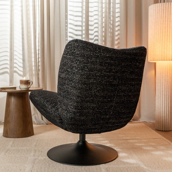 Bronx71 Draaifauteuil Moira gemêleerde stof zwart