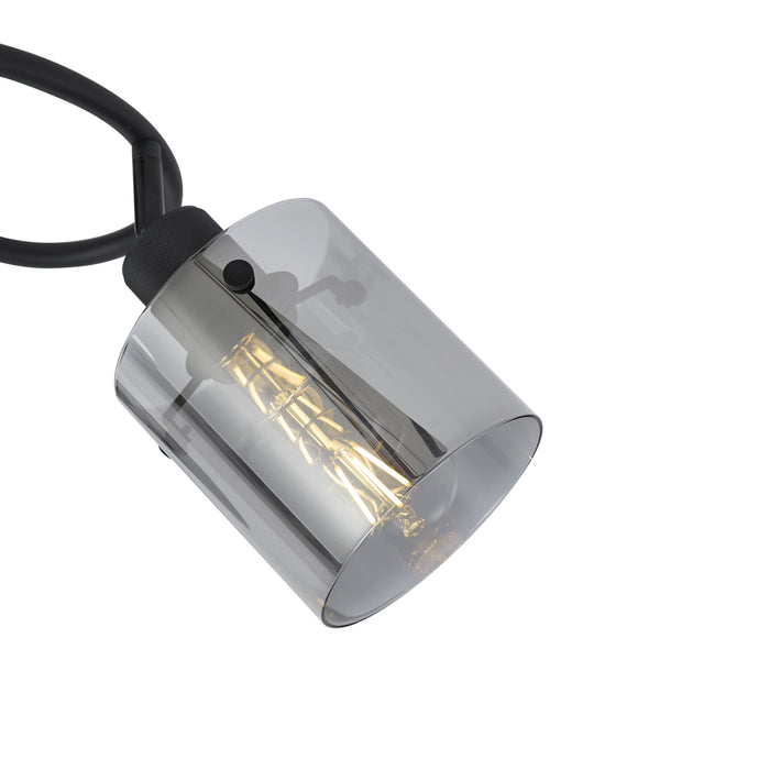 QAZQA Design plafondspot zwart met smoke glas rond 3-lichts - Domo