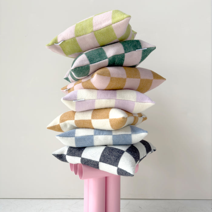 Maison Deux Checkerboard Kussenhoes - Groen / Roze
