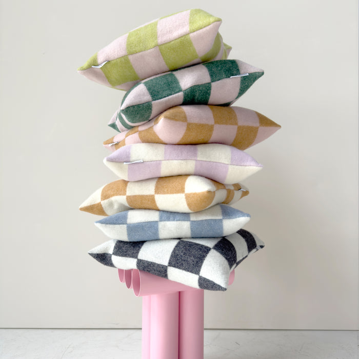 Maison Deux Checkerboard Kussenhoes - Terra / Roze