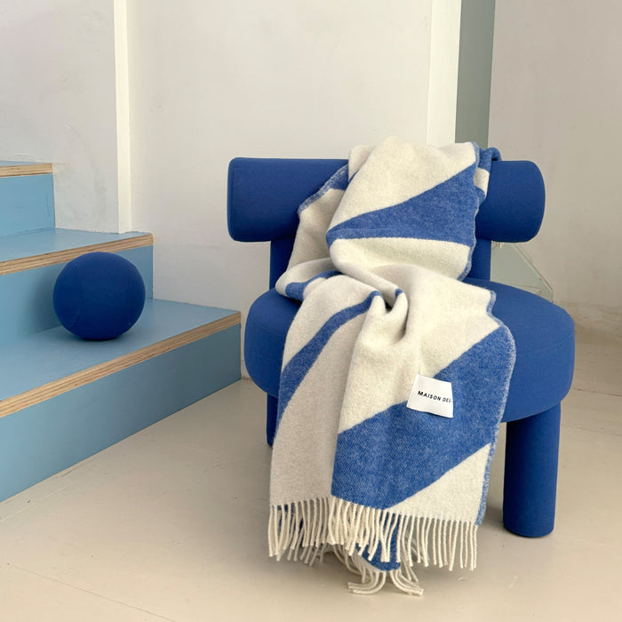 Maison Deux Swirl Plaid - Kobaltblauw / Wit