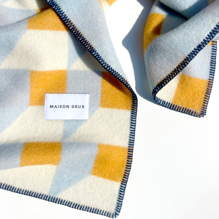 Maison Deux Cubics Plaid - Blauw Honing