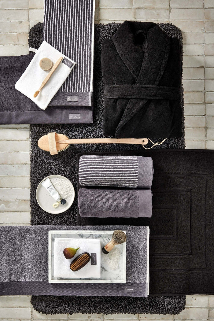 Washand Home Mouliné Off Black | Zwart | Grijs | Katoen