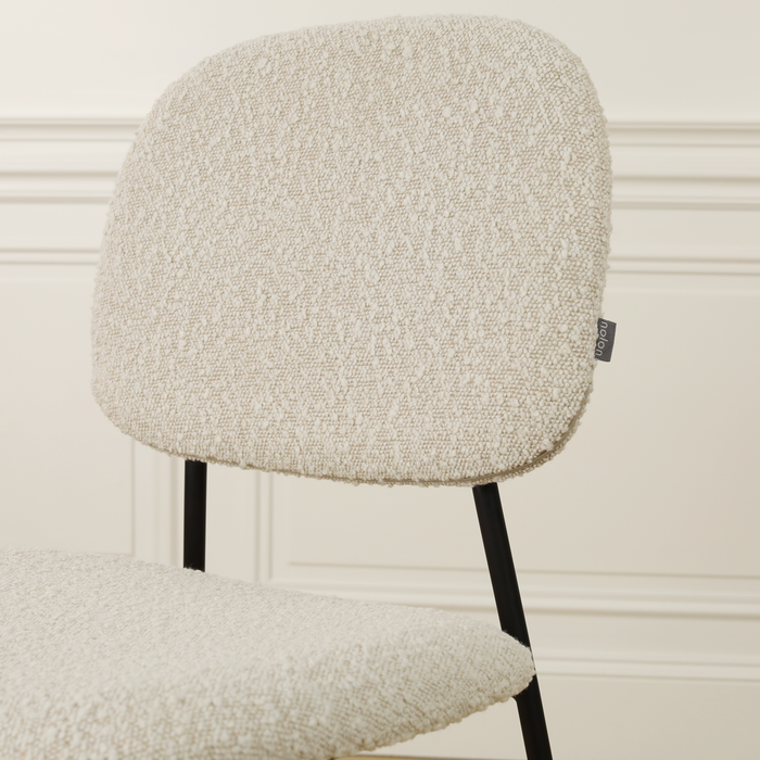 Nolon Jasmijn Barkruk Bouclé Beige - Zwart - 65 cm