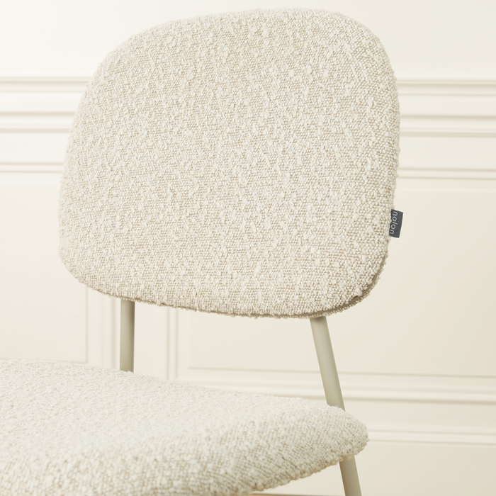Nolon Jasmijn Eetkamerstoel Bouclé Beige - Grijsbeige