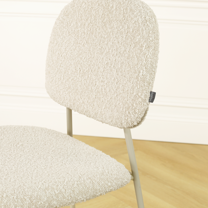 Nolon Jasmijn Eetkamerstoel Bouclé Beige - Grijsbeige