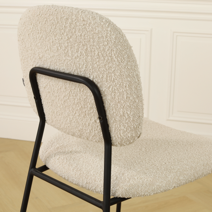 Nolon Jasmijn Eetkamerstoel Bouclé Beige - Zwart