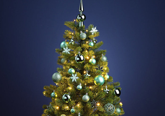 SVJ Kerstballen 3|4|6 cm - 12x36x23 cm - Kunststof - Mintgroen - Set van 111