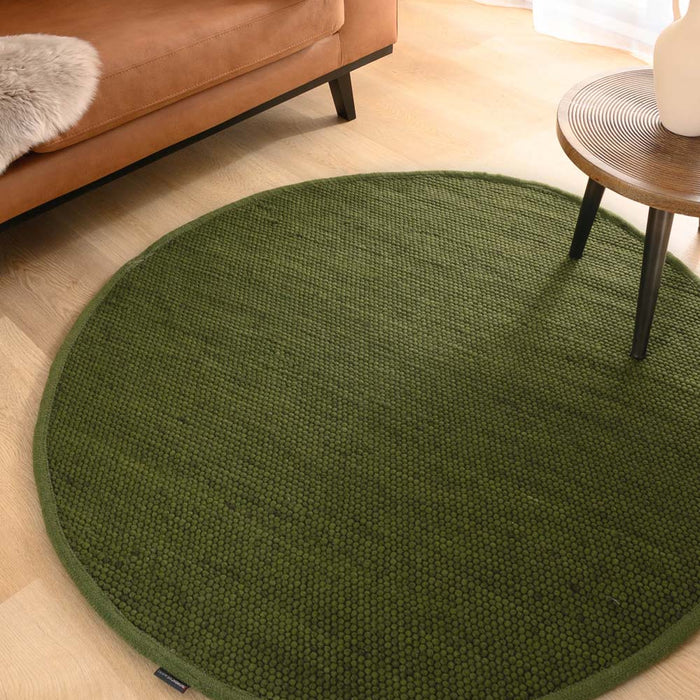 Nordic Weavers Rond wollen vloerkleed Lett - groen - 120 cm