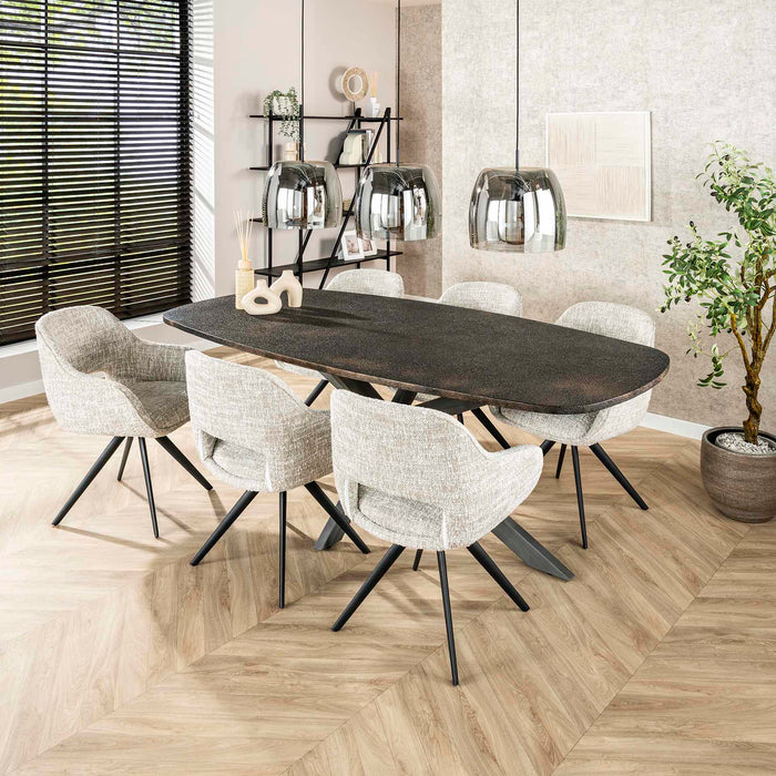 Giga Meubel - Eettafel Grijs Staal - 215x105x77cm - Metallic