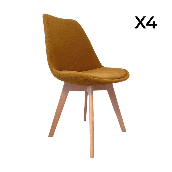 sweeek - Corduroy Scandinavische stoelen met beukenhouten poten (set