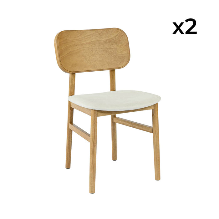 sweeek - Vintage stoelen rubberhout en stof (set van 2)