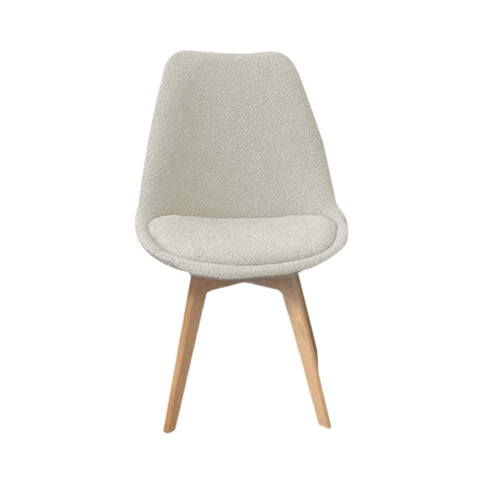 sweeek - Getextureerde bouclé Scandinavische stoelen met beukenhouten