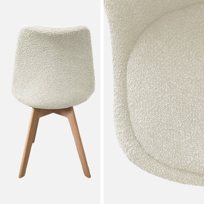 sweeek - Getextureerde bouclé Scandinavische stoelen met beukenhouten