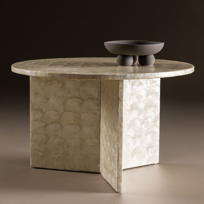 Fjôrd - Salontafel Rond - Beige Steen - 70x70x43cm - Smögen