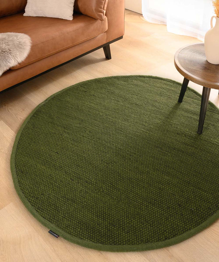 Nordic Weavers Rond wollen vloerkleed Lett - groen - 300 cm
