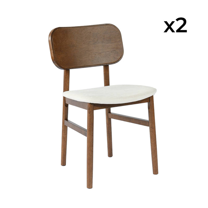 sweeek - Vintage stoelen rubberhout en stof (set van 2)