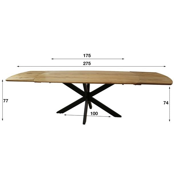 Giga Meubel - Eettafel Naturel Acaciahout - 275x90x77cm - Extend