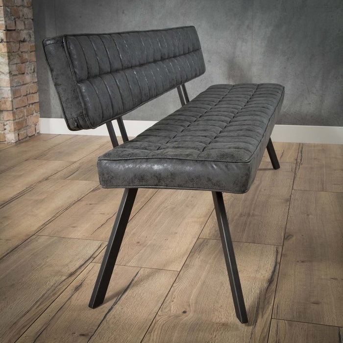 Giga Meubel - Eetkamerbank Zwart Kunstleer - 180cm - Kruisstiksel