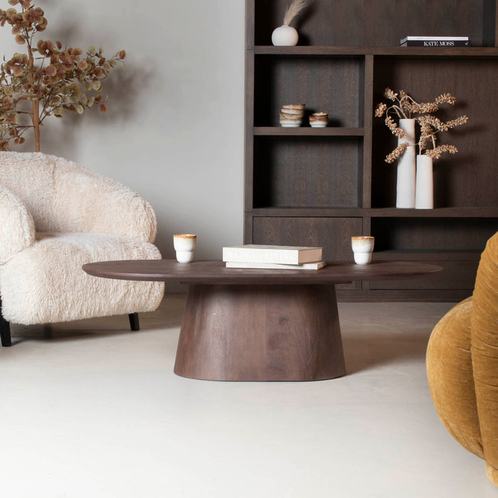Giga Meubel - Salontafel Stijn Donkerbruin Deens Ovaal 100cm