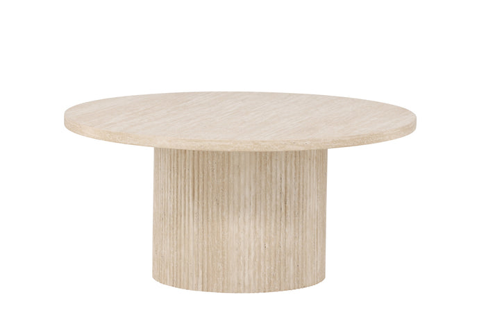 Fjôrd - Salontafel Rond - Beige Travertinlook MDF - 80x80x38cm - Härön