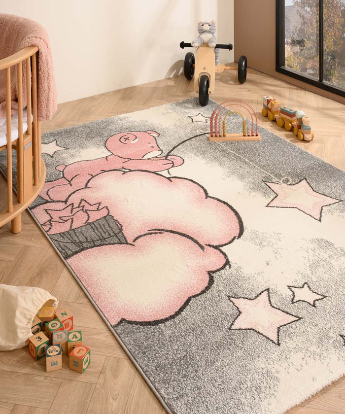 Tapeso Kindervloerkleed - Beer roze - 80x150 cm