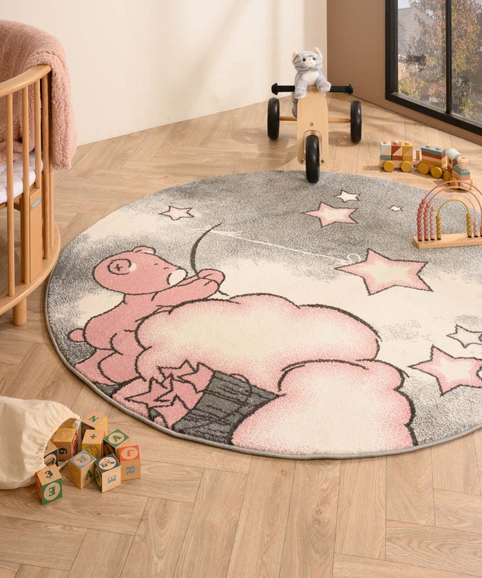 Tapeso Kindervloerkleed rond - Beer roze - 160 cm