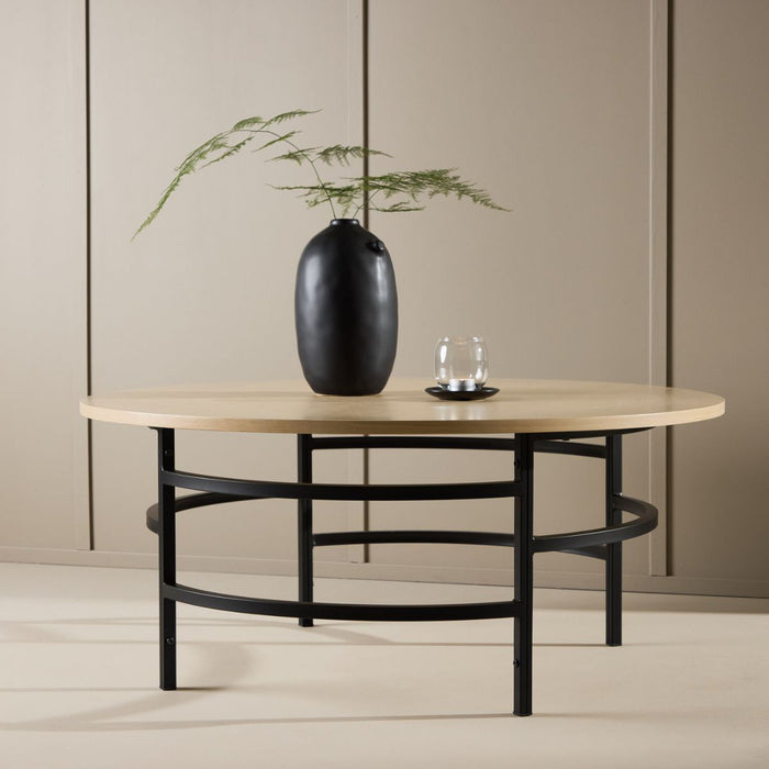 Fjôrd - Salontafel Rond - Zwart|Naturel - 100cm - Copenhagen