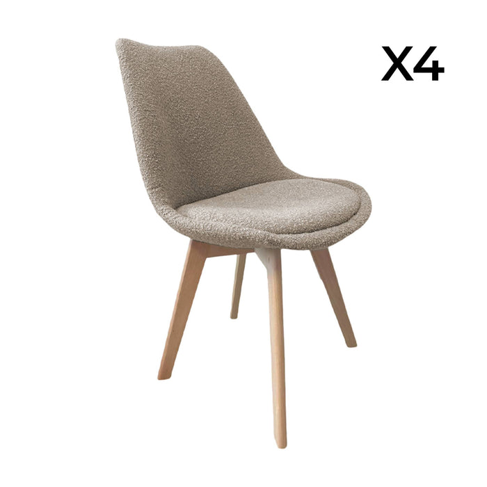 sweeek - Getextureerde bouclé Scandinavische stoelen met beukenhouten