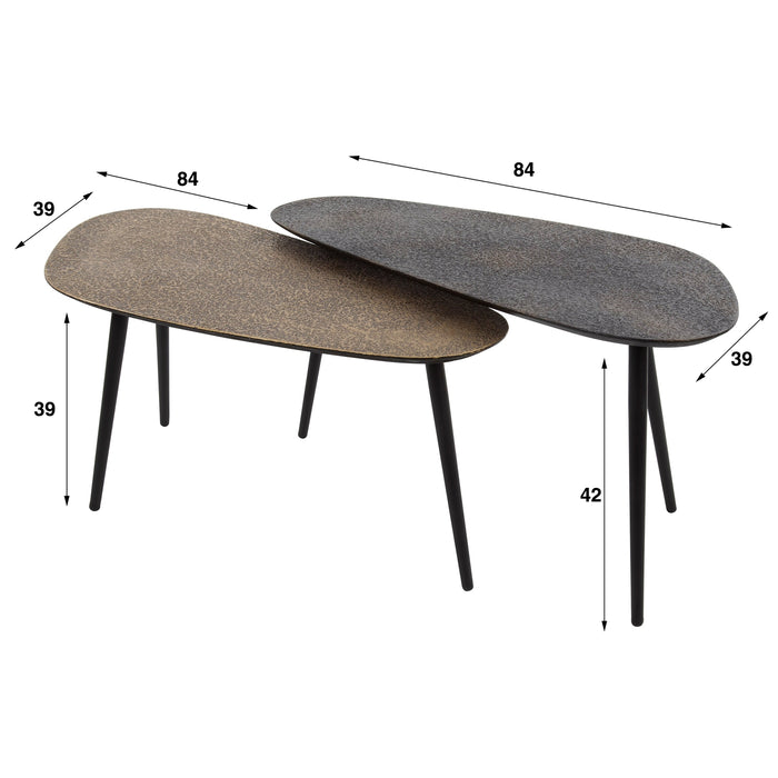 Giga Meubel - Salontafel Grijs Metaal - Set van 2 - Metallic