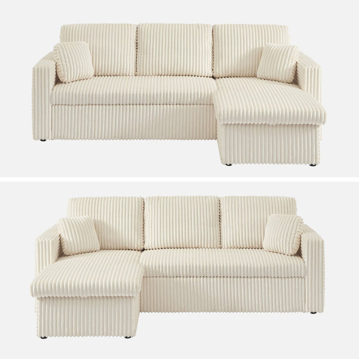 sweeek - Omkeerbare 3-zits slaaphoekbank met geribbelde bontlook