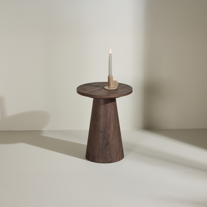 Fjôrd - Bijzettafel Rond - Donkerbruin MDF - 35x35x45cm - Lanzo