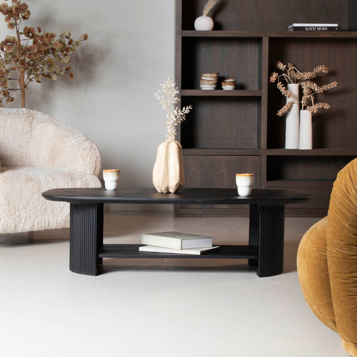 Giga Meubel - Salontafel Deens Ovaal - Zwart Hout - 130cm - Lorna