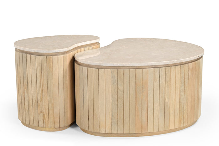 Brix - Salontafel Sorai Natural Bottecino Set van 2 - 38x50x40cm
