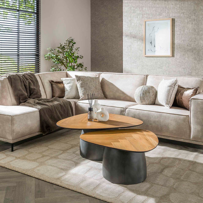 Giga Meubel - Salontafel Naturel Hout - Set van 2 - Infinite