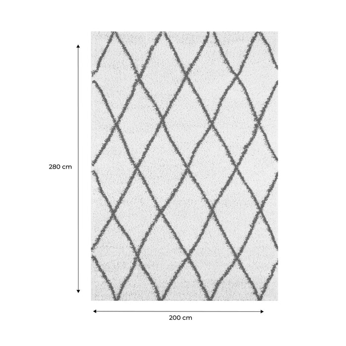 sweeek - Shaggy geruit binnenkleed, Berberse stijl, wit en zwart