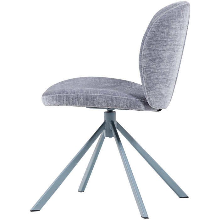 WOOOD Femke Eetkamerstoelen - Chenille - Blauw - Set van 2