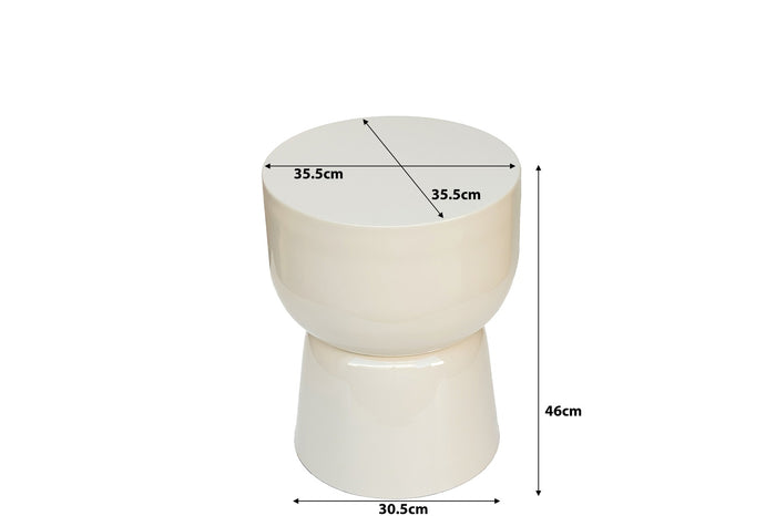 Livingfurn - Bijzettafel Rond - Off White Hout - 36x35,5x46cm - Kian