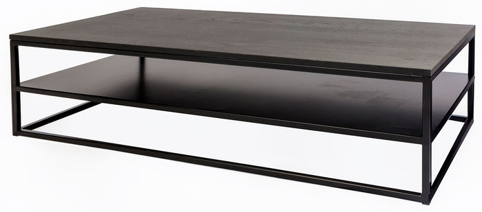 24Designs Salontafel Power - L140 X B70 X H38 - Zwart Eiken Tafelblad