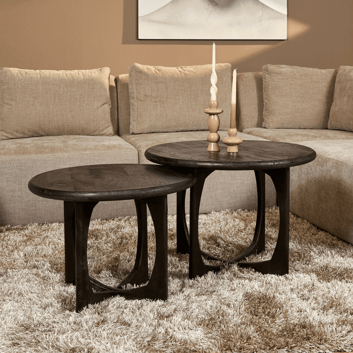 StarFurn - Salontafel Rond Zwart Hout - 60x60x45cm - Milou