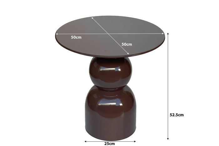 Livingfurn - Bijzettafel Rond - Bruin Staal - 50x49,5x52,5cm - Brix