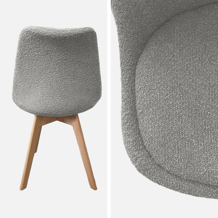 sweeek - Getextureerde bouclé Scandinavische stoelen met beukenhouten