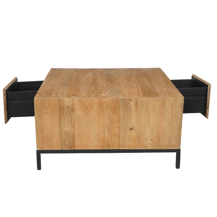 StarFurn - Salontafel Vierkant Naturel Hout - 80x80x40cm - RichWood