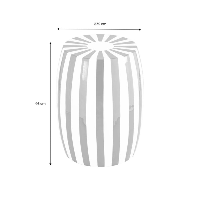 sweeek - Bijzettafel, nachtkastje van gestreept geëmailleerd staal Ø35