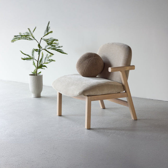 Fjôrd - Fauteuil Beige|Whitewash Stof - 67x74x77cm - Rile